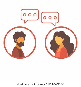 Web template for online communication, remote conversation. Vector illustration