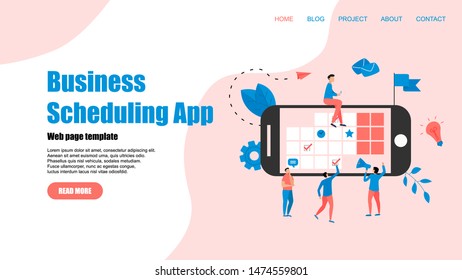 Web Template. Online time management assistant with marks, tasks and notes . Concept of time management. with business icons	