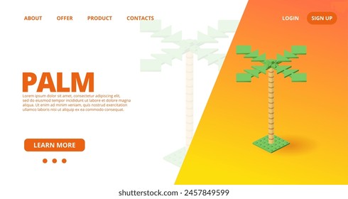 Web template with a palm. Vector illustration