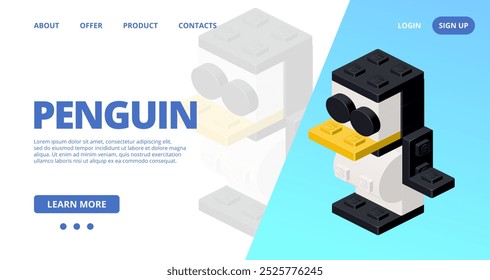 Web template with a pinguin. Vector illustration