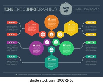 Web Template of a pyramidal chart, diagram or presentation. Business concept with six options. Vector infographic of technology or education process. Part of the report on dark background.