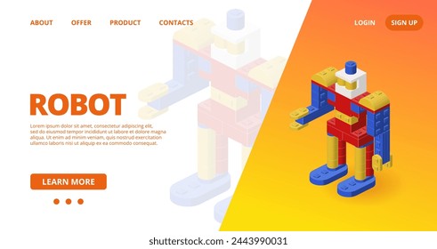 Web template with a robot cop. Vector