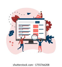 Web template. Search engine result page vector, Page showing search results of a query, web search concept on smartphone	
