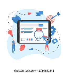 Web template. Search engine result pag vector, Page showing search results of a query, web search concept on smartphone