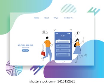Web template shopping online,Modern Flat design people and online shopping Business concepts for Social and Network media