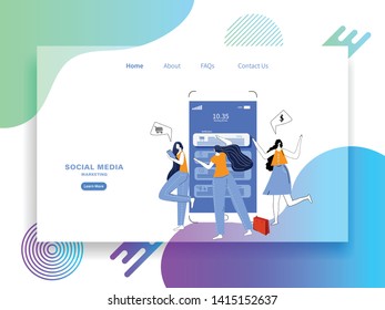 Web template shopping online,Modern Flat design people and online shopping Business concepts for Social and Network media
