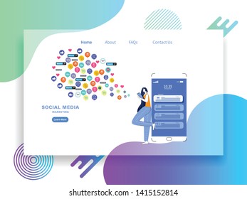 Web template shopping online,Modern Flat design people and online shopping Business concepts for Social and Network media
