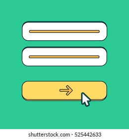 Web Template for site form of email subscribe, newsletter or login to account, submit. UI enter elements. Vector