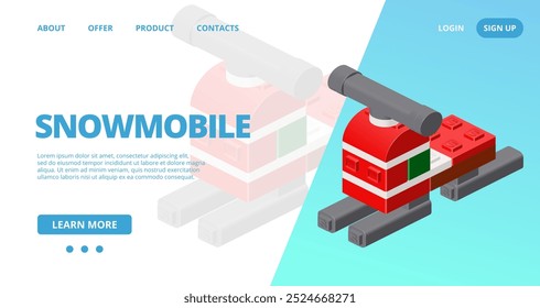 Web template with a snowmobile. Vector