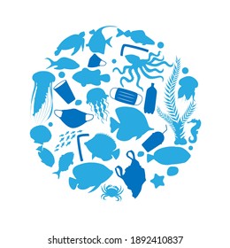 Web template Stop plastic pollution! Vector flat illustration for World Environment Day. Banner Harm to nature