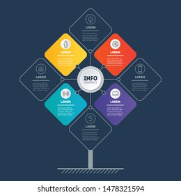 Web Template of tree, info chart or diagram. Infographic of technology or education process with four or eight steps. Brochure design template. Business presentation concept with 4 or 8 options.