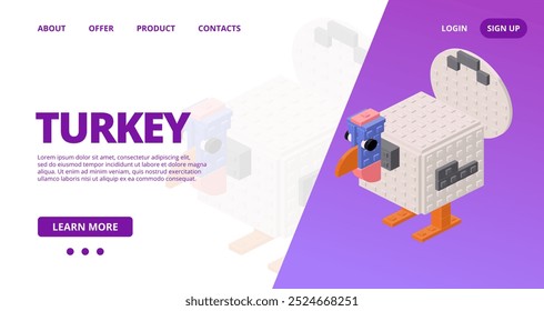 Web template with a turkey. Vector