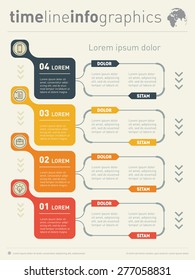 Web Template For Vertical Diagram Or Presentation. Business Concept With Four Options. Vector Infographic Of Technology Or Education Process. Part Of The Report.