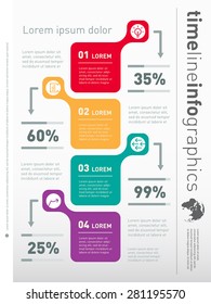 Web Template For Vertical Diagram Or Presentation. Business Concept With 4 Options. Part Of The Report. Vector Infographic Of Technology Or Education Process.