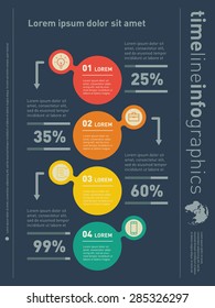 Web Template for vertical diagram or presentation. Business concept with 4 options. Part of the report. Vector infographic of technology or education process with icons.