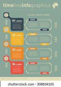 Web Template For Vertical Diagram Or Presentation. Business Concept With 4 Options. Vector Infographic Of Technology Or Education Process. Part Of The Report.