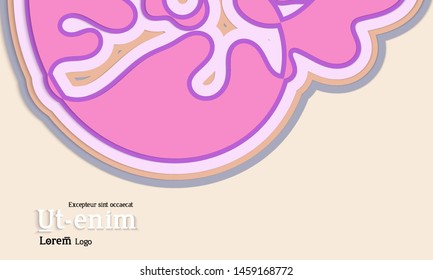 Web template with wavy paper cut layered shapes with realistic shadow on flat colored background. Social media web banner or landing page. 3D paper topographic effect. 
