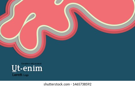 Web template with wavy paper cut layered shapes with realistic shadow on flat colored background. Social media web banner or landing page. 3D paper topographic effect. 