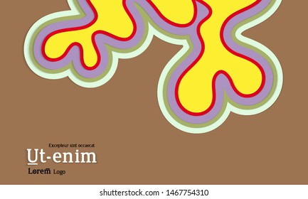 Web template with wavy paper cut layered shapes with realistic shadow on flat colored background. Social media web banner or landing page. 3D paper topographic effect. 