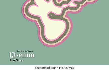 Web template with wavy paper cut layered shapes with realistic shadow on flat colored background. Social media web banner or landing page. 3D paper topographic effect. 