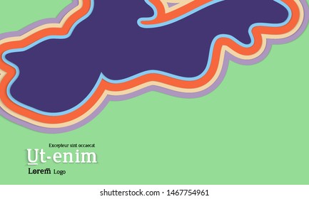 Web template with wavy paper cut layered shapes with realistic shadow on flat colored background. Social media web banner or landing page. 3D paper topographic effect. 