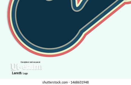 Web template with wavy paper cut layered shapes with realistic shadow on flat colored background. Social media web banner or landing page. 3D paper topographic effect. 