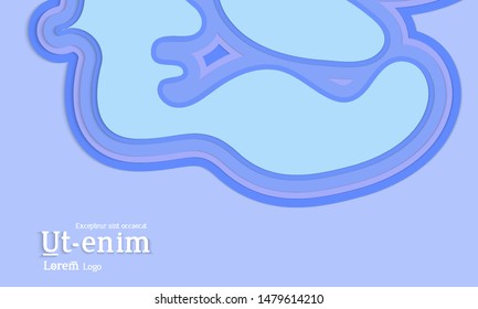 Web template with wavy paper cut layered shapes with realistic shadow on flat colored background. Social media web banner or landing page. 3D paper topographic effect. 