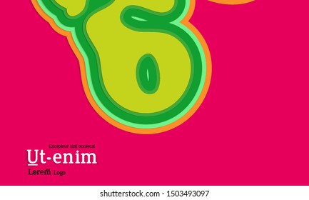 Web template with wavy paper cut layered shapes with realistic shadow on flat colored background. Social media web banner or landing page. 3D paper topographic effect. 