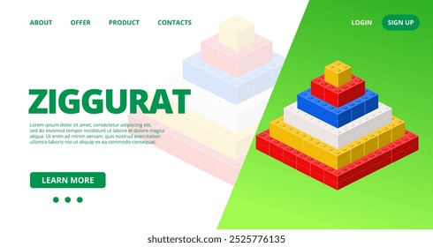 Web template with a ziggurat. Vector illustration