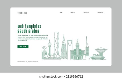 Web templates Saudi Arabia. line Art vector Graphic.