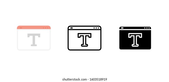 Web text SEO icon. Business flat, silhouette, line vector illustration on white background