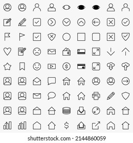 web . diseños de iconos delgados. una colección de diseños de iconos simples para pantallas web y aplicaciones. tecnología. esquema . vector. moderno. conjunto de diseños de iconos con formato eps