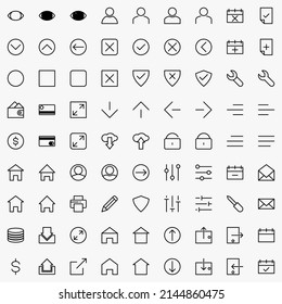 Web . Dünne Icon-Designs. eine Sammlung von einfachen Symboldesigns für Web- und Anwendungsanzeigen. Technologie. umrissen . Vektor. modern. Satz von Symboldesigns mit Signaltonformat