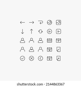web . diseños de iconos delgados. una colección de diseños de iconos simples para pantallas web y aplicaciones. tecnología. contornos. vectores. moderno. conjunto de diseños de iconos con formato eps