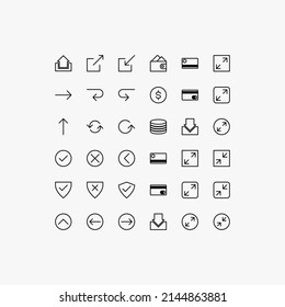 Web . Dünne Icon-Designs. eine Sammlung von einfachen Symboldesigns für Web- und Anwendungsanzeigen. Technologie. skizziert . Vektorgrafiken. modern. Satz von Symboldesigns mit Signaltonformat