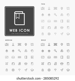 web thin, medium and bold minimal outline icons
