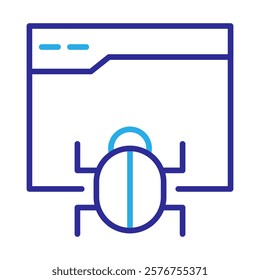 Web Threats Icon – Browser with Bug Representing Online Risk Management