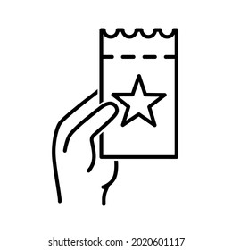 Web ticket icon. Flat pictogram. Line stroke. Simple symbol isolated on white background. Outline vector eps10