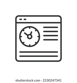 Web time management, in line design. Web time management, productivity, organization, planning, tasks, calendar on white background vector. Web time management editable stroke icon