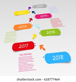 web timeline template with color icons