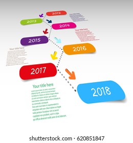 web timeline template with color icons