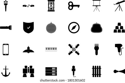 Web tools black color set solid style