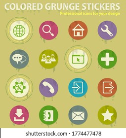 web tools colored grunge icons with sweats glue for design web and mobile applications