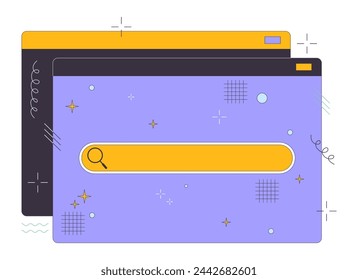 Webtools für die Datensuche in 2D-linearen Zeichentrickobjekten. Internet-Technologie der Informationssuche isolierte Linie Vektor-Element weißer Hintergrund. Farbflachpunktabbildung für die Entwicklung der Benutzeroberfläche