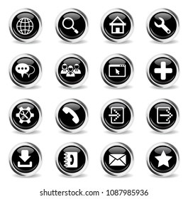 web tools web icons - black round chrome buttons