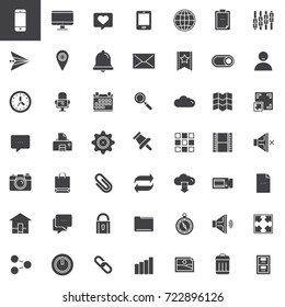 Web tools icons set, modern solid symbol collection, filled pictogram pack. Signs, logo illustration. Set includes icons as email, location, browser, search, setting, cloud, speech bubble