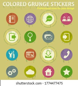 web tools vector colored grunge icons with sweats glue for design web and mobile applications
