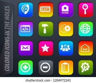 Web tools vector colored icons in the holes easily adapt to any background