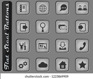 web tools vector web icons on the flat steel buttons