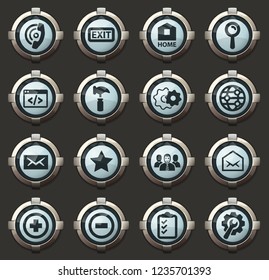 Web tools vector icons in the stylish round buttons for mobile applications and web